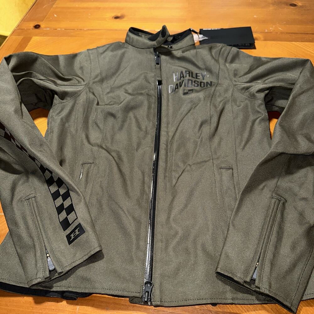 Harley Davidson Courier Triple Vent Waterproof Textile Jacket Green Women’s XS